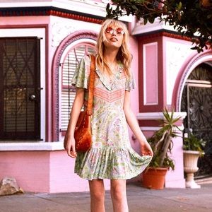 Spell City Lights Mini Dress - Sage, Size Large